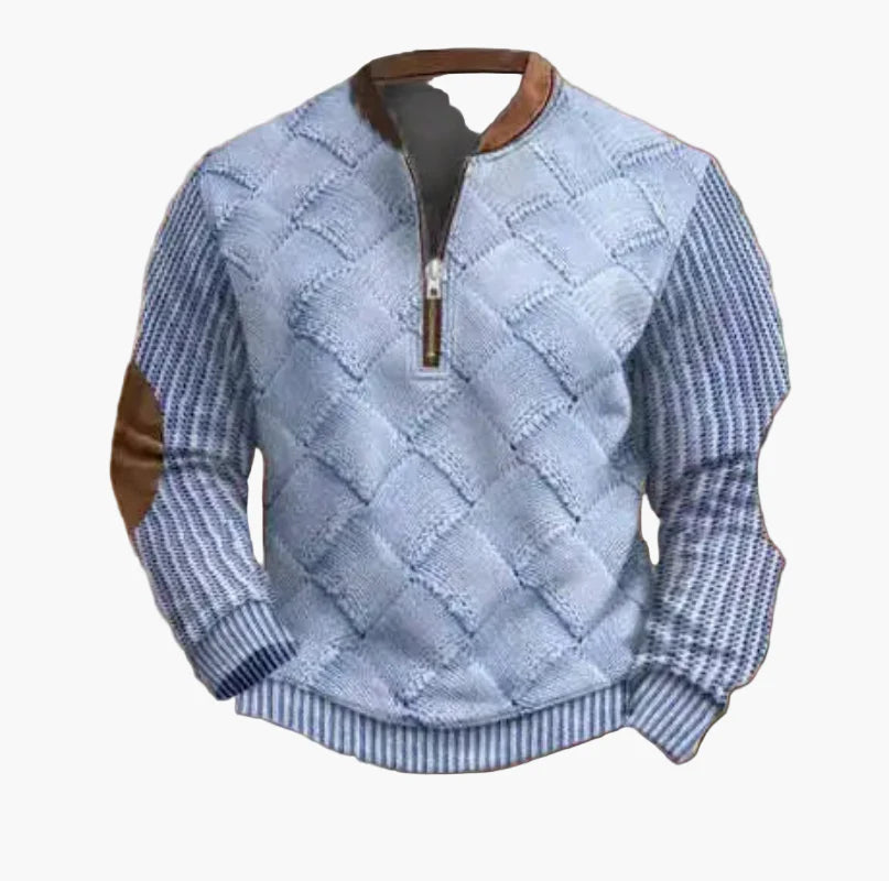Herren-Sweatshirt mit halbem Reißverschluss im trendigen Herbst-/Winterstil – warmer, lässiger Stehkragenpullover