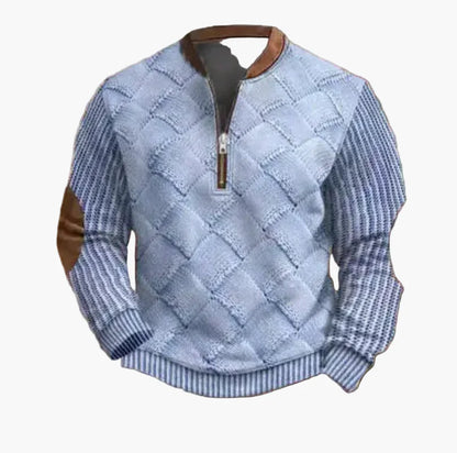 Herren-Sweatshirt mit halbem Reißverschluss im trendigen Herbst-/Winterstil – warmer, lässiger Stehkragenpullover