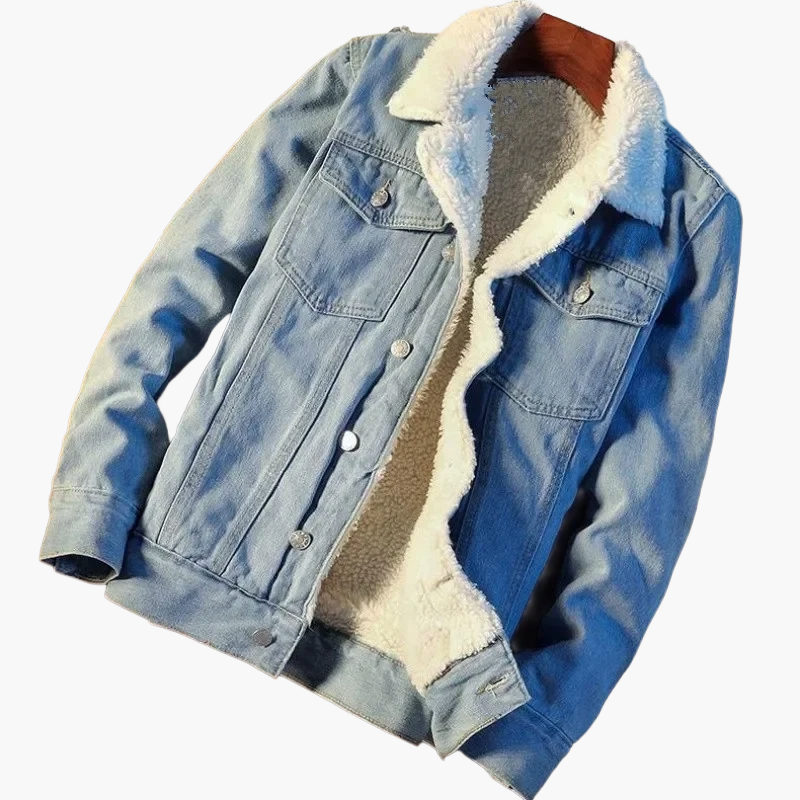 Avslappnad herrjacka i jeansstil med varm foder – Daglig urban mode
