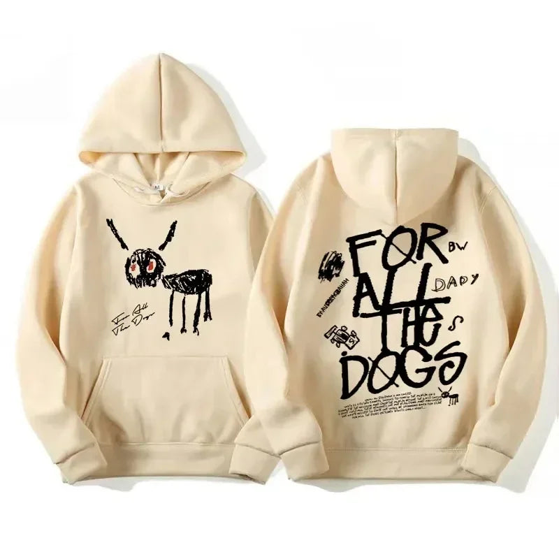 Felpa unisex casual con cappuccio, stampa grafica sul davanti e sul retro e tasca a marsupio