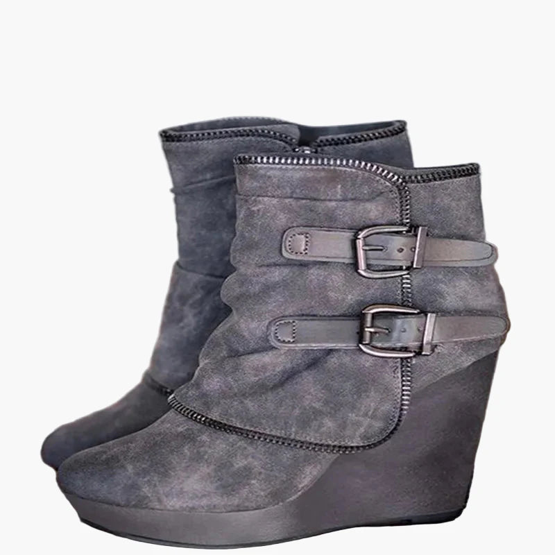 Botines con cuña y hebillas para mujer estilo casual urbano