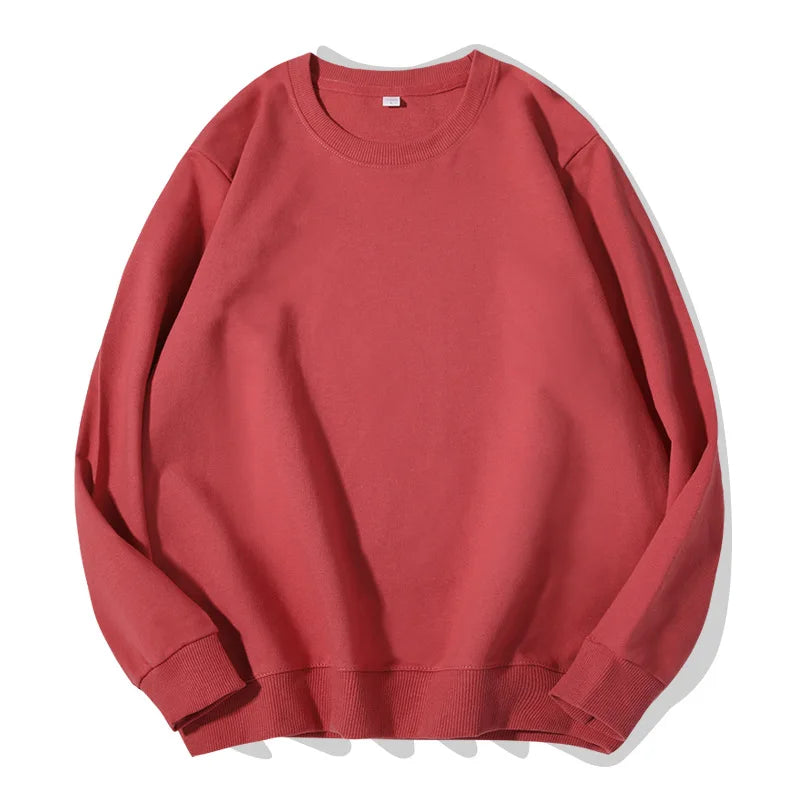 Sudadera informal lisa de cuello redondo, de tejido suave