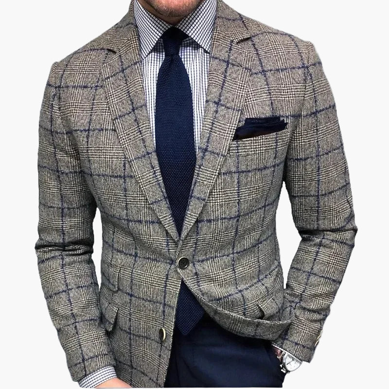 Elegant men's suit jacket with checkered pattern – Business and refined style for office or formal occasions