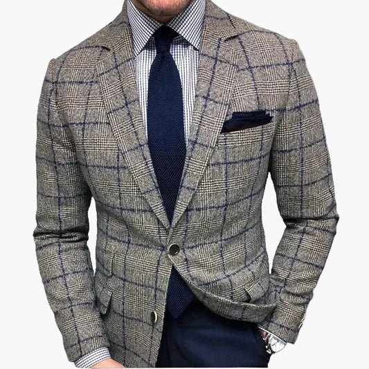 Elegant men's suit jacket with checkered pattern – Business and refined style for office or formal occasions