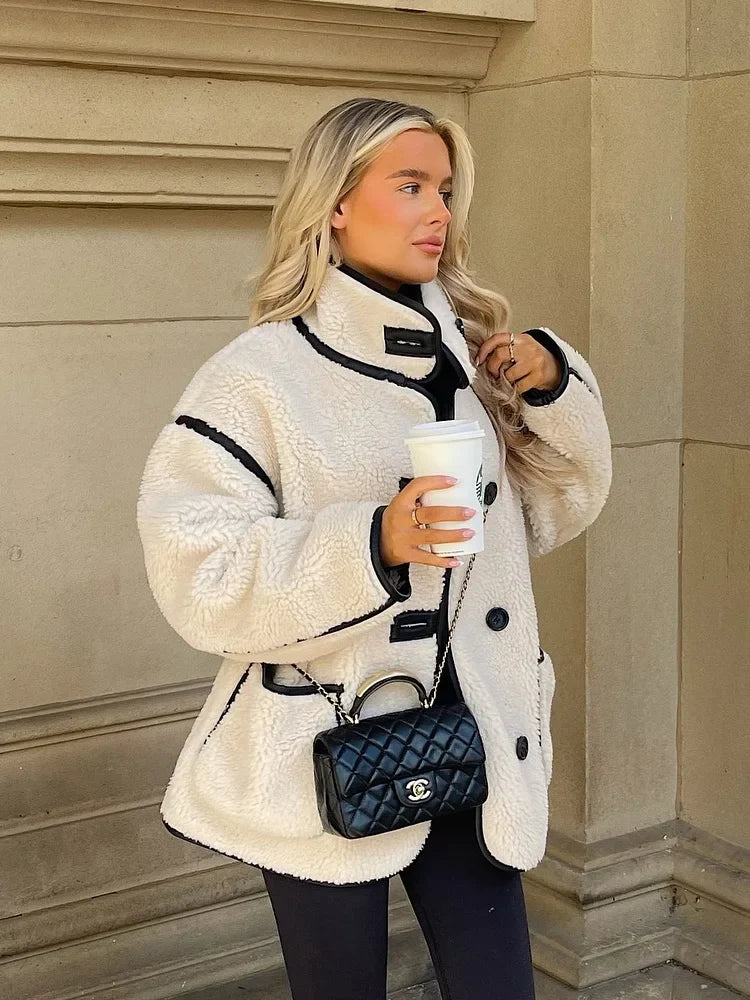 Chaqueta Sobredimensionada para Mujer Estilo Urbano Elegante para Otoño e Invierno