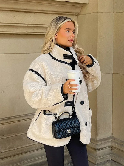 Chaqueta Sobredimensionada para Mujer Estilo Urbano Elegante para Otoño e Invierno