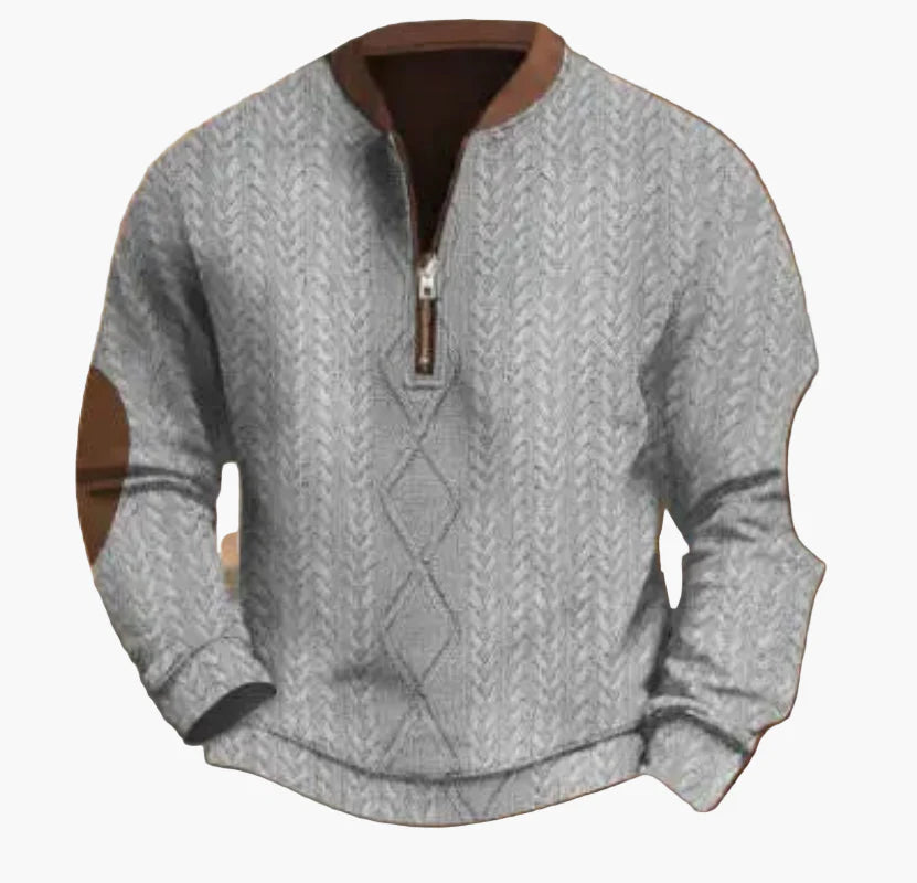 Herren-Sweatshirt mit halbem Reißverschluss im trendigen Herbst-/Winterstil – warmer, lässiger Stehkragenpullover