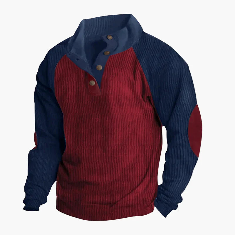Casualowa bluza męska z kołnierzem na guziki w stylu retro na wypoczynek