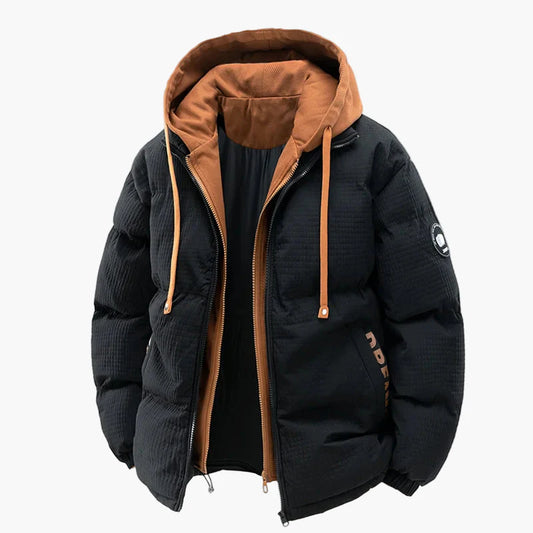 Men's urban style puffer jacket with hood – ideal for winter and everyday life