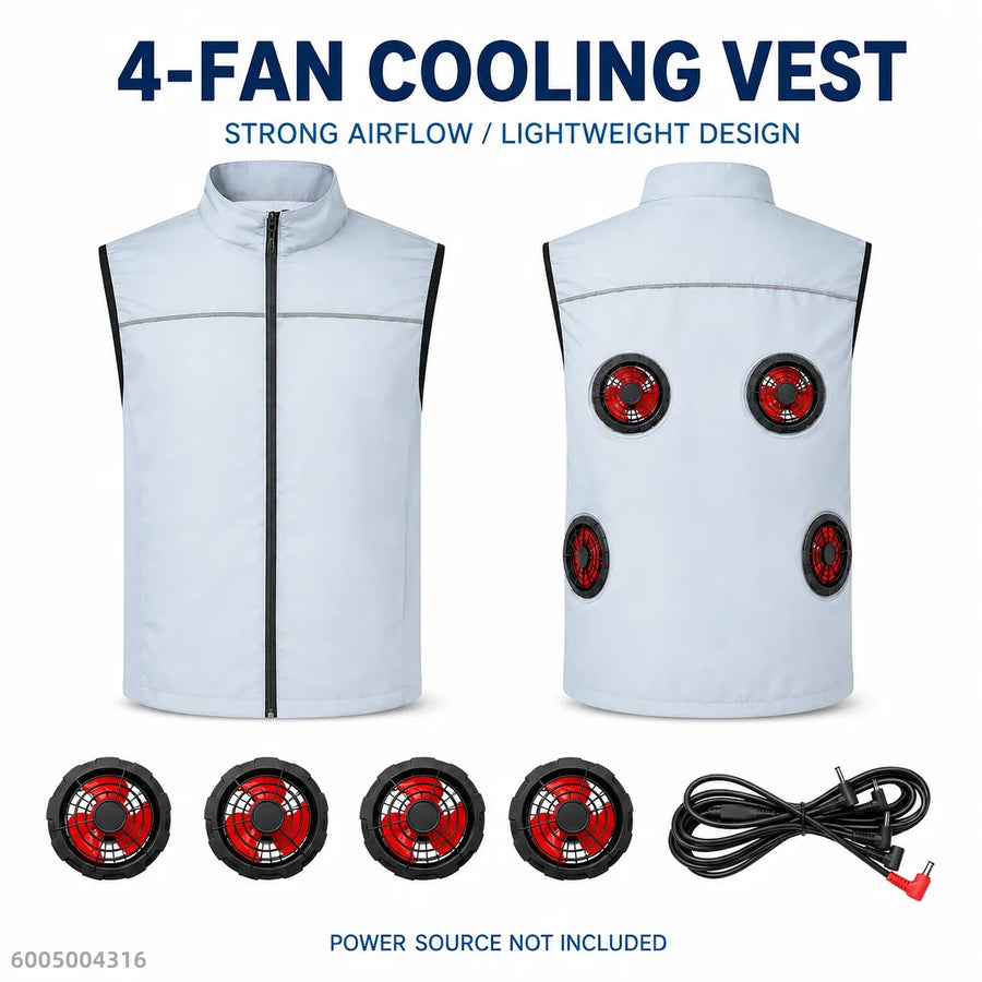 Gilet rinfrescante da uomo senza maniche con ventole integrate - Grigio chiaro o mimetico