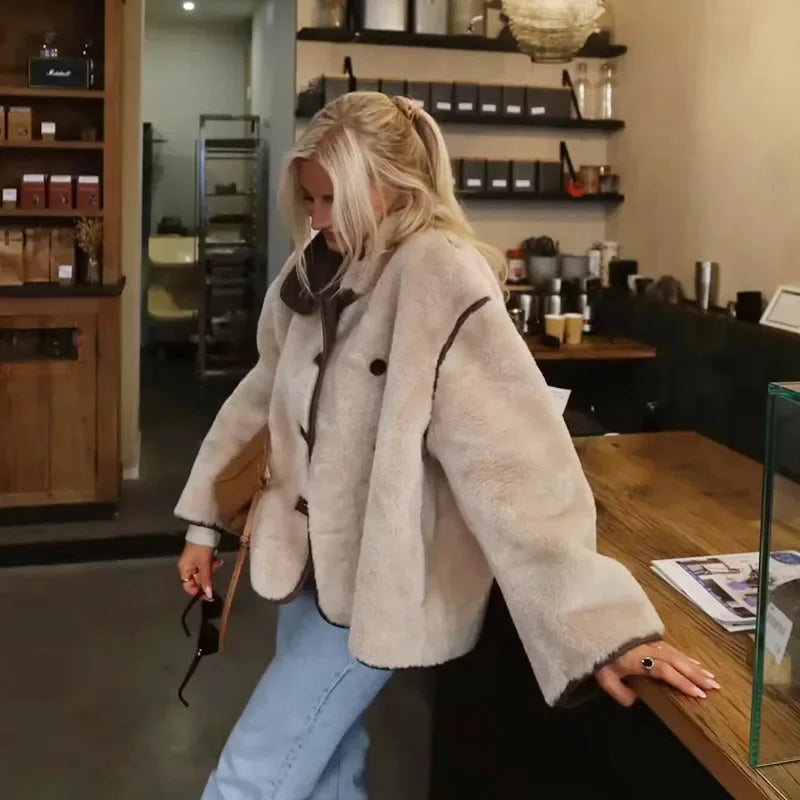 Chaqueta de exterior estilo urbano para mujer, corte amplio y moderno, perfecta para otoño e invierno