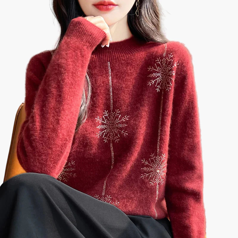 Maglione donna elegante collo alto stile casual chic per autunno e inverno