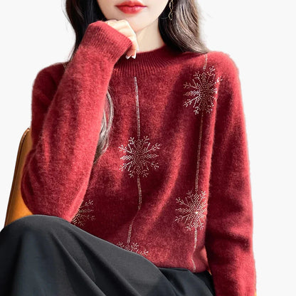 Maglione donna elegante collo alto stile casual chic per autunno e inverno