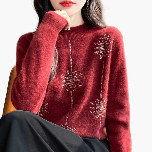 Pull femme élégant col montant style casual chic pour automne et hiver