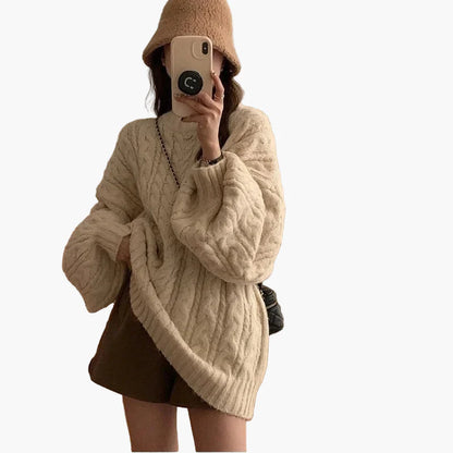 Luźny sweter damski w stylu koreańskim casual – elegancka moda jesień-zima
