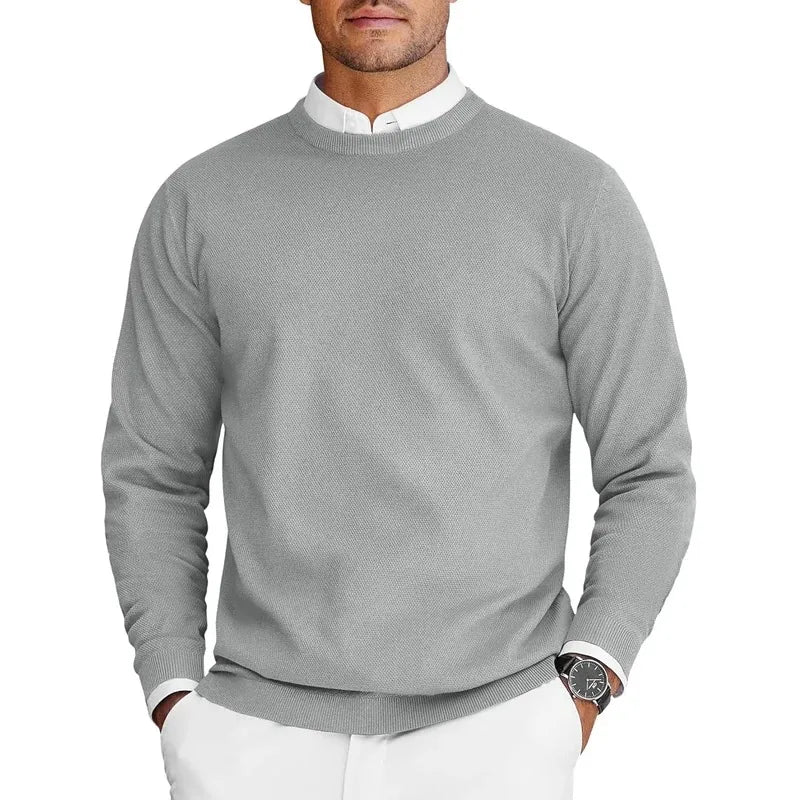 Maglione da uomo girocollo testurizzato a maniche lunghe, disponibile in diversi colori