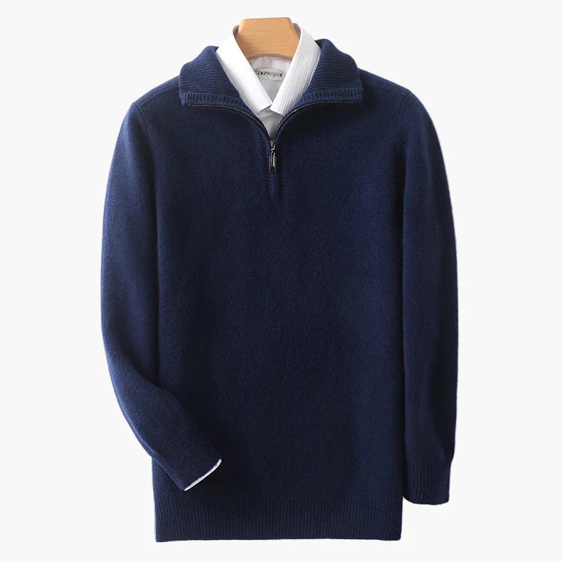 High-neck zip-up sweater for men casual chic style
