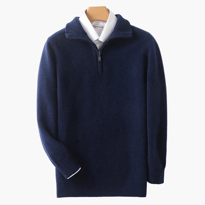 High-neck zip-up sweater for men casual chic style
