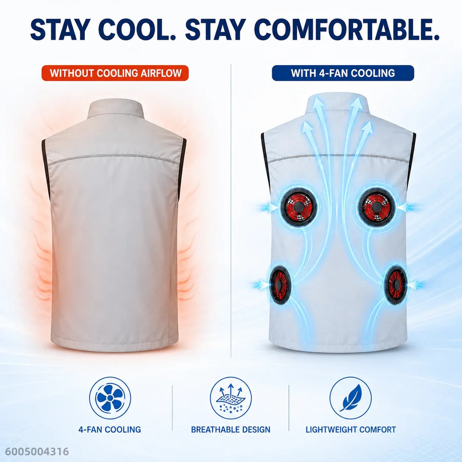 Gilet rinfrescante da uomo senza maniche con ventole integrate - Grigio chiaro o mimetico