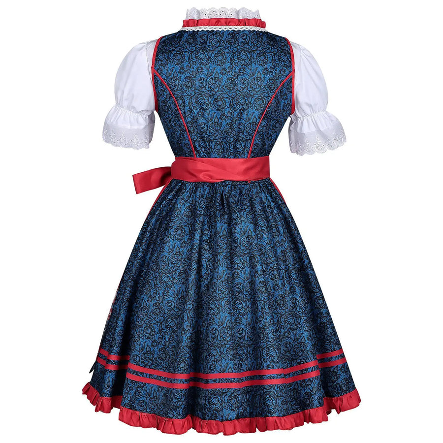 Robe Dirndl Traditionnelle Femme à Manches Courtes et Tablier