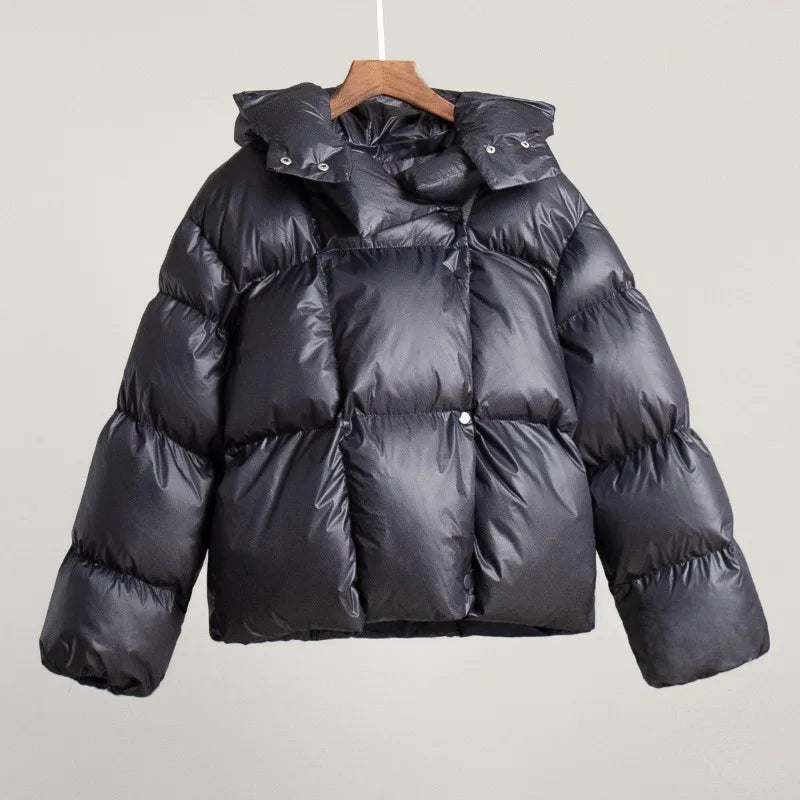 Women's Short Hooded Quilted Puffer Jacket