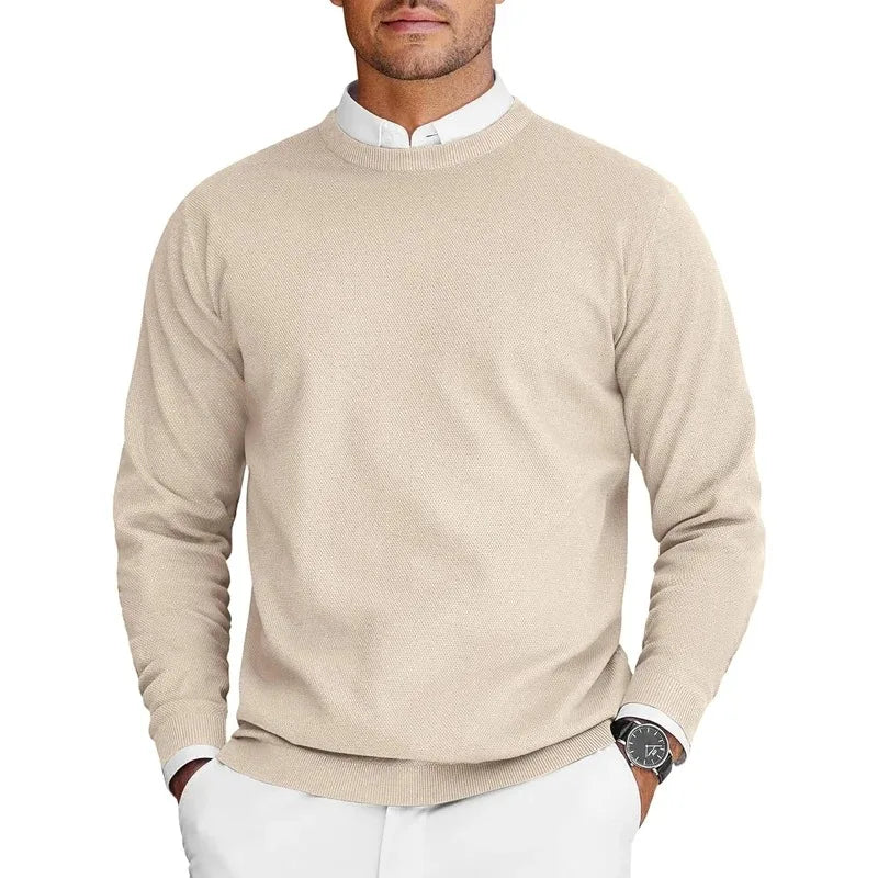 Maglione da uomo girocollo testurizzato a maniche lunghe, disponibile in diversi colori
