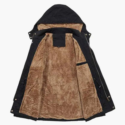 Men's winter hooded jacket urban casual style – warm and trendy long coat