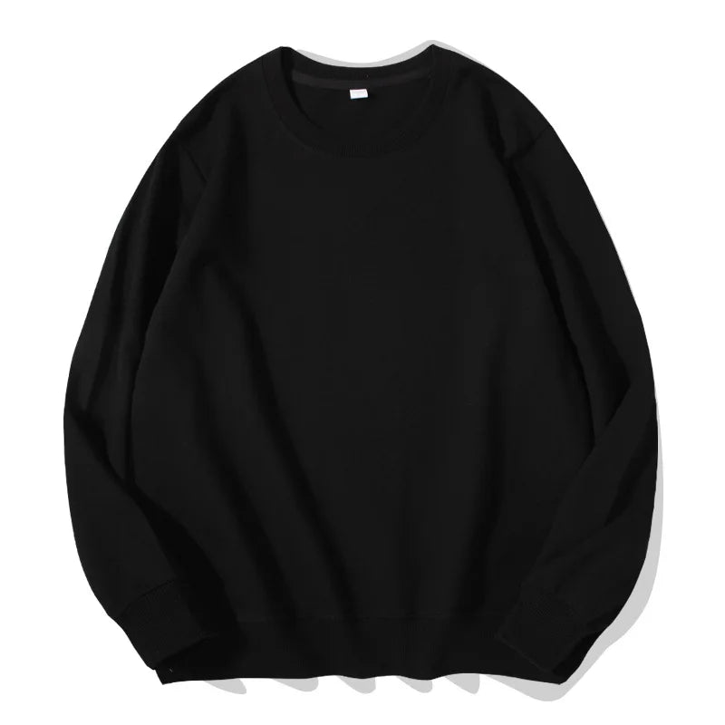 Sudadera informal lisa de cuello redondo, de tejido suave