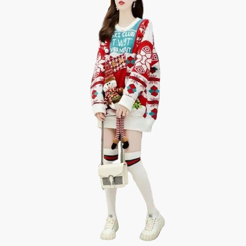 Jersey de Navidad original para mujer - Estilo holgado, decoración festiva, ideal para las fiestas