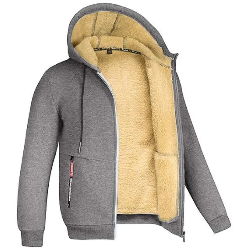 Derek – Zip-hoodie med sherpa-foder för män