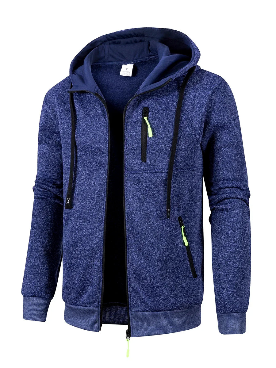 Herren-Kapuzenpullover mit Reißverschluss, Taschen und warmem Innenfutter