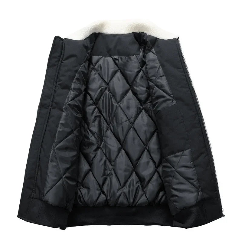Chaqueta de hombre estilo aviador con cuello sherpa, tendencia invierno cálido