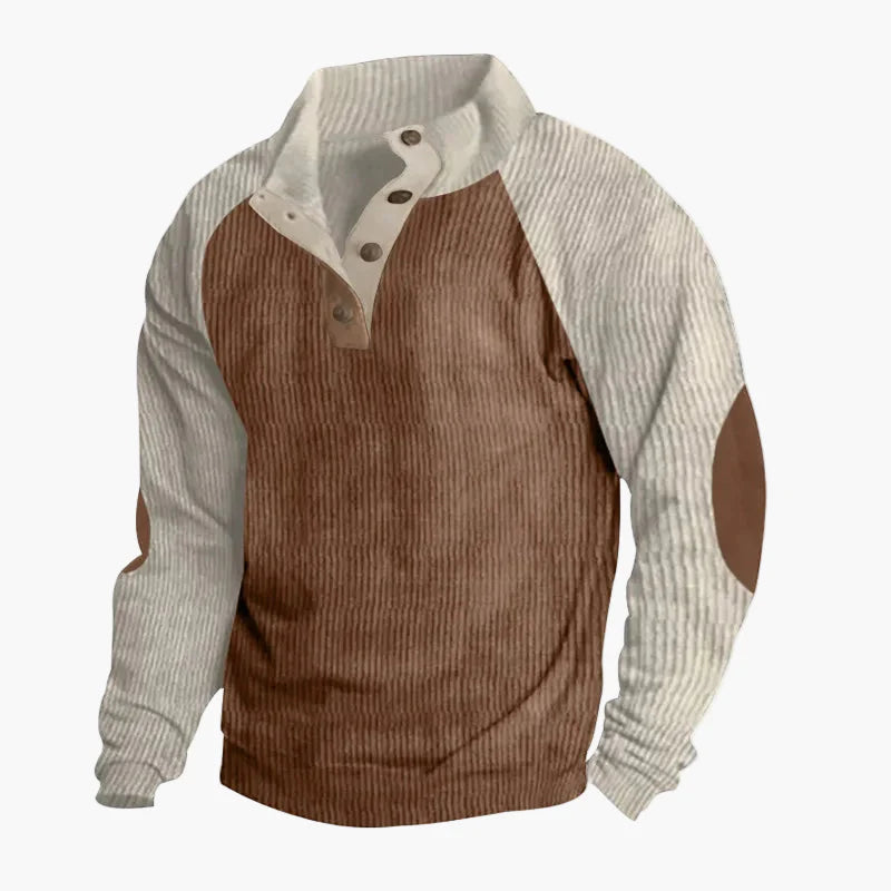 Casualowa bluza męska z kołnierzem na guziki w stylu retro na wypoczynek