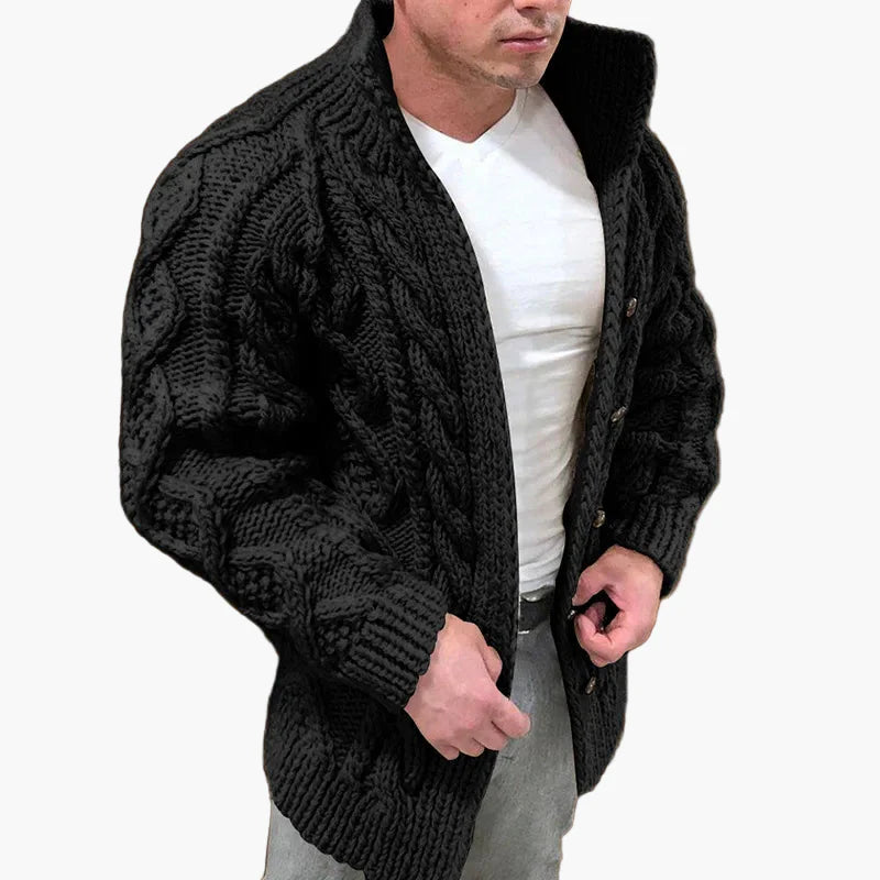Cardigan spesso a trecce da uomo – Stile casual ed elegante, ideale per l'autunno e l'inverno