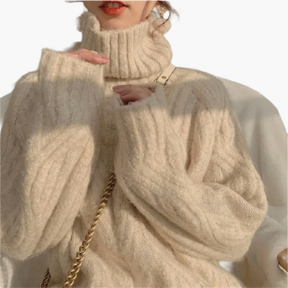 Løs rullekrave i koreansk stil til kvinder – Efterårs- og vintermode, blødt og elegant look