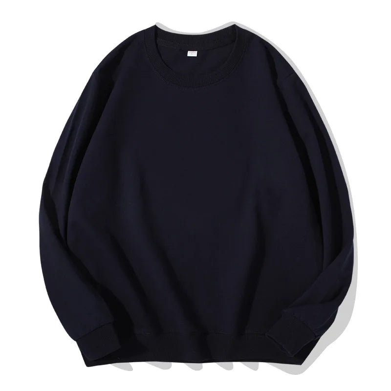 Sudadera informal lisa de cuello redondo, de tejido suave