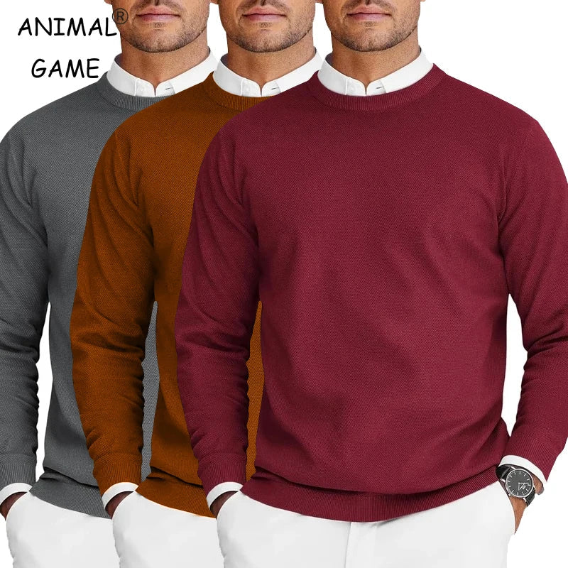 Maglione da uomo girocollo testurizzato a maniche lunghe, disponibile in diversi colori