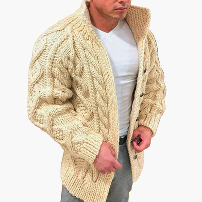Cardigan spesso a trecce da uomo – Stile casual ed elegante, ideale per l'autunno e l'inverno