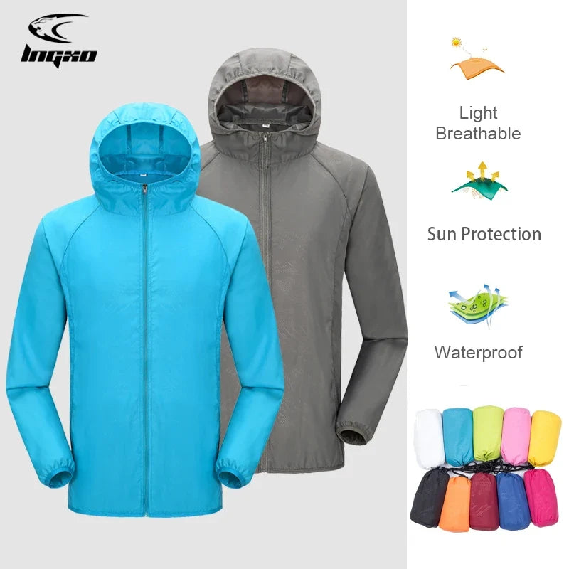 Veste légère à capuche unisexe respirante déperlante protection solaire
