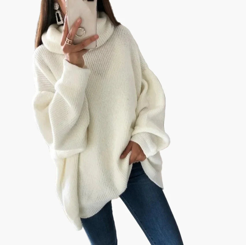 Pull col roulé oversize style décontracté pour femme - Chic et confortable pour l'automne et l'hiver