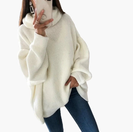 Maglione oversize a collo alto stile casual da donna - Chic e confortevole per autunno e inverno