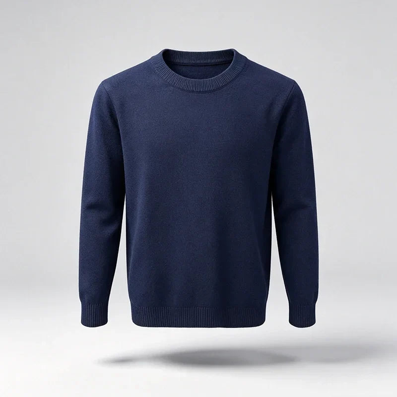 Pull tricoté ras du cou homme - Beige clair - Coupe classique