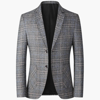 Elegant men's plaid suit jacket modern style for business or formal occasions