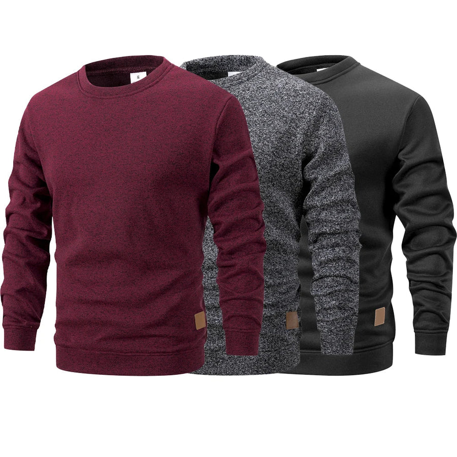 Pull homme col rond coupe classique effet chiné pour l'automne et l'hiver