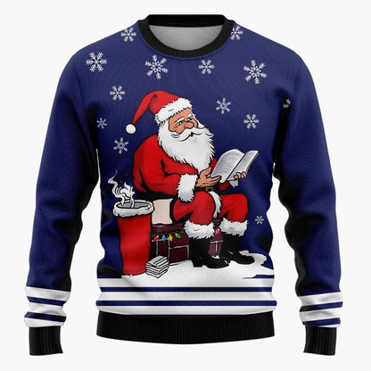 Zabawny męski sweter świąteczny – Styl retro, motyw Mikołaja, idealny na imprezy i wieczory Ugly Christmas Sweater
