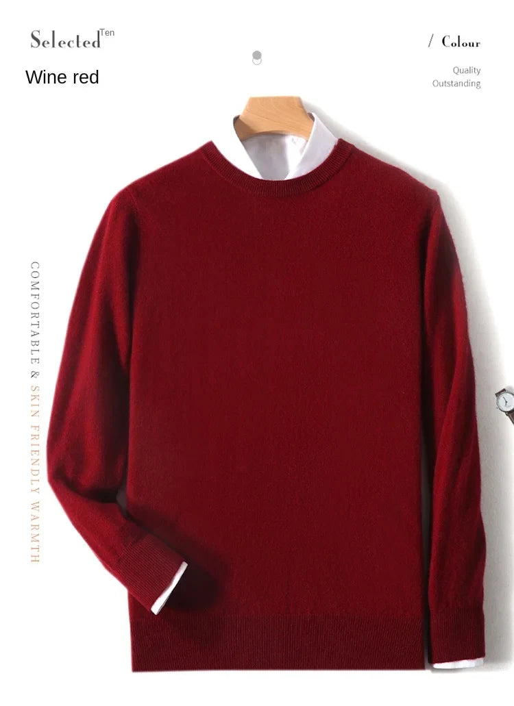 Pull homme col rond uni en maille douce à manches longues