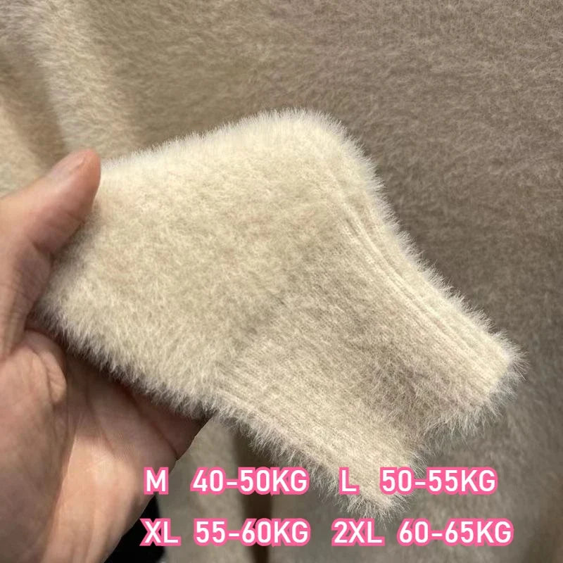 Pull col roulé doux et chaud en tissu effet peluche pour femme