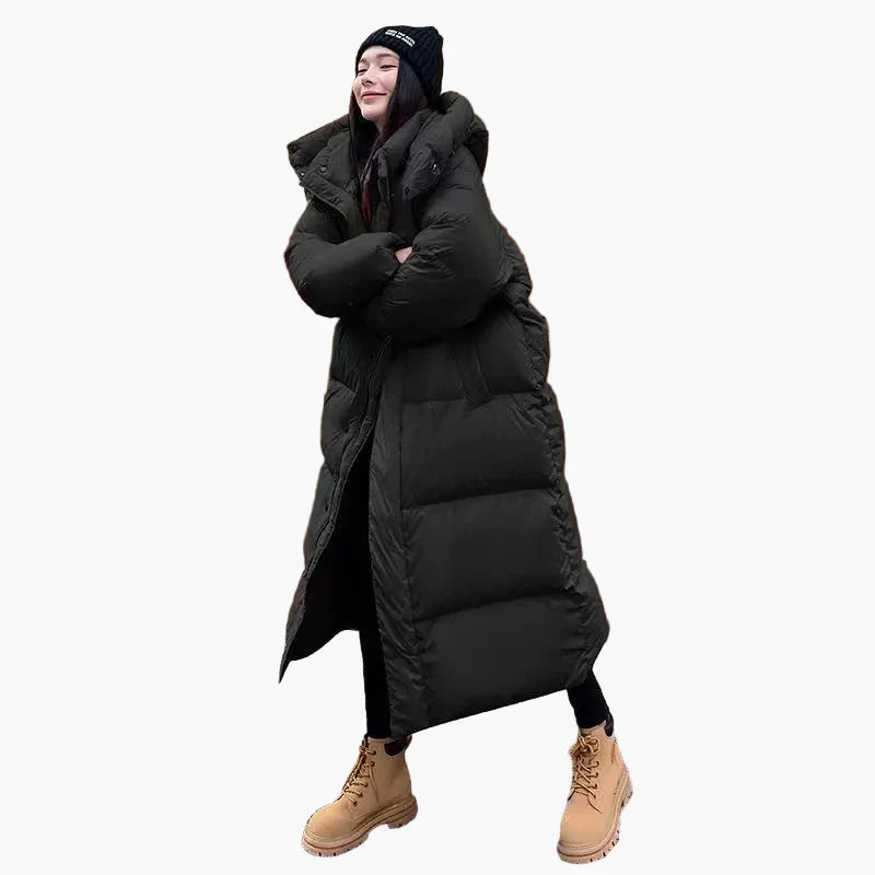 Manteau d’Hiver Long Matelassé Femme avec Capuche - Style Décontracté et Chaud