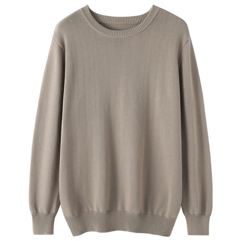 Pull homme col rond maille unie manches longues ajusté décontracté bleu