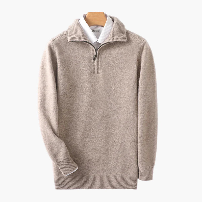 High-neck zip-up sweater for men casual chic style